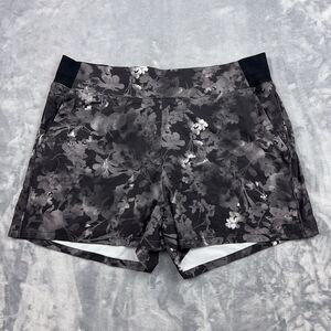 Athleta Floral Athletic Shorts - Black and Gray 16